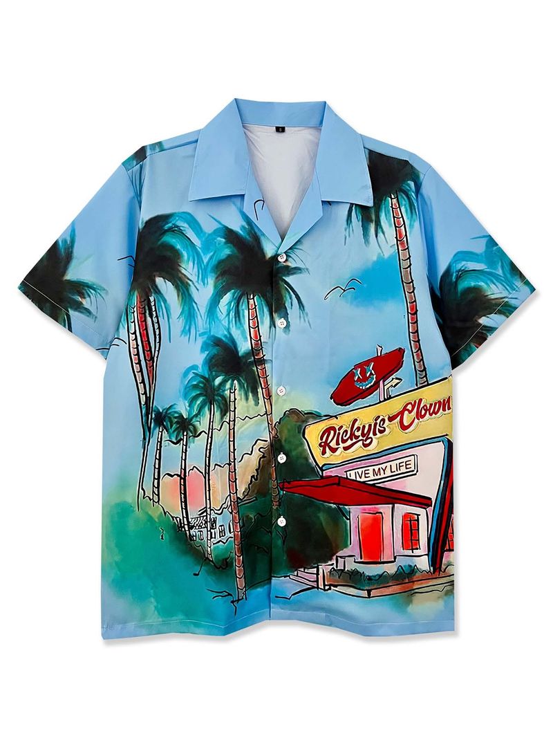 Herrenbekleidung Modemarke Sommer Loose Thai Casual Hawaiian Kurzarmhemd Herren Paar Urlaub Strand Blumenhemd Trend_voghion.com
