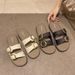 Flat For Women 2025 Summer New Slip-On Lazy Versatile Outdoor Belt Buckle Beach Sandals_voghion.com
