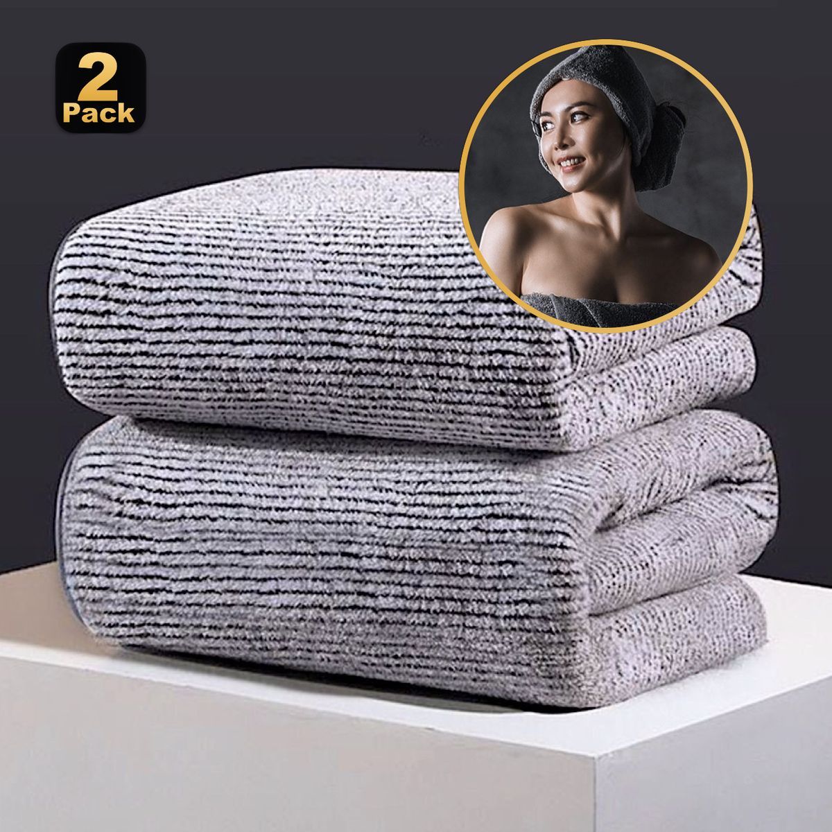 Finely Woven Coral Fleece Bath Towel 2 Packs 70*140 Household Bath Large Towel Soft Absorbent Easy To Dry_voghion.com