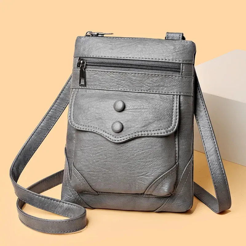 Kleine, modische, kreuzförmige Damen-Umhängetasche aus weichem PU-Leder mit Reißverschluss, ideal für Handy, Schlüssel und Münzen (Modell 250408l)._voghion.com