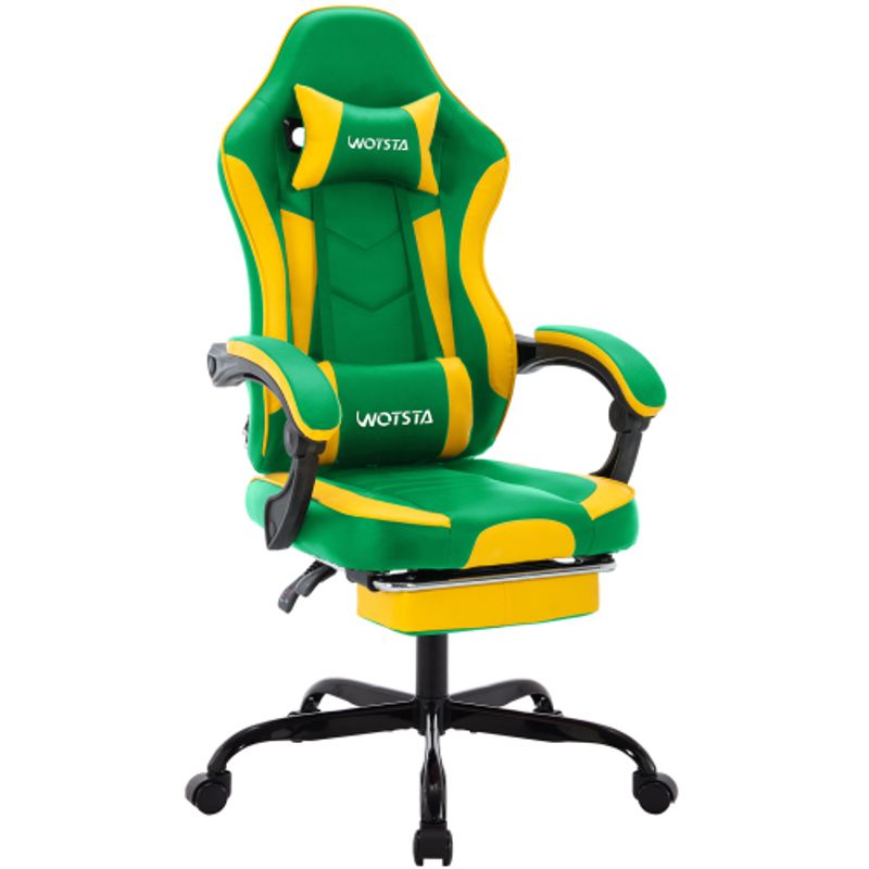Gaming Chair Computerstuhl Ergonomischer Gaming Stuhl Mit Fußstütze Bürostuhl Ergonomischer Computerstuhl Mit Lendenwirbelstütze GrünGelb_voghion.com