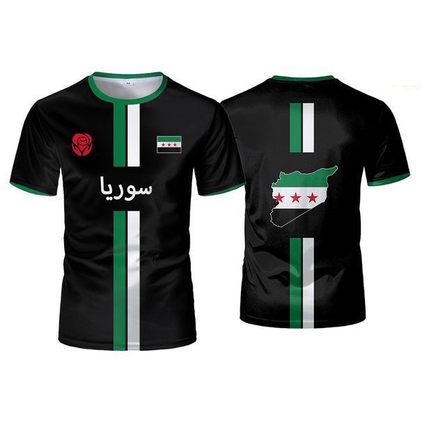 Syria Football T-Shirt Summer Sports Breathable Quick-drying Men's Tops Syrian Flag Map Print Short Sleeve Jersey Kid's Clothes_voghion.com