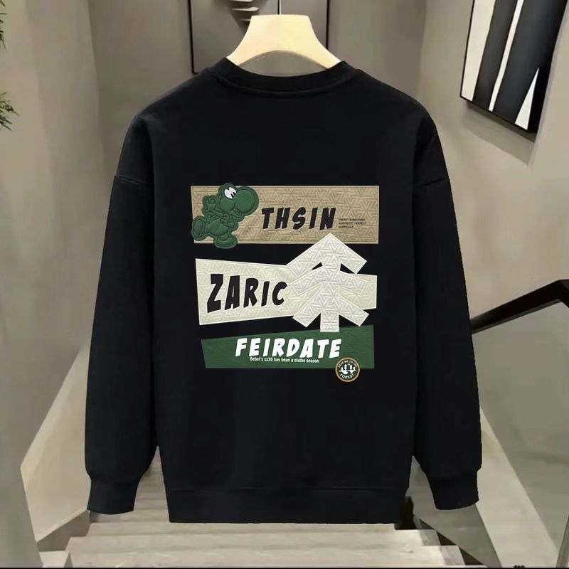 Herrenbekleidung Crewneck Sweat Herren Loose Design Sense Smiley Print Style Retro Instagram Style Modisches Markenoberteil für Frühling und Herbst_voghion.com
