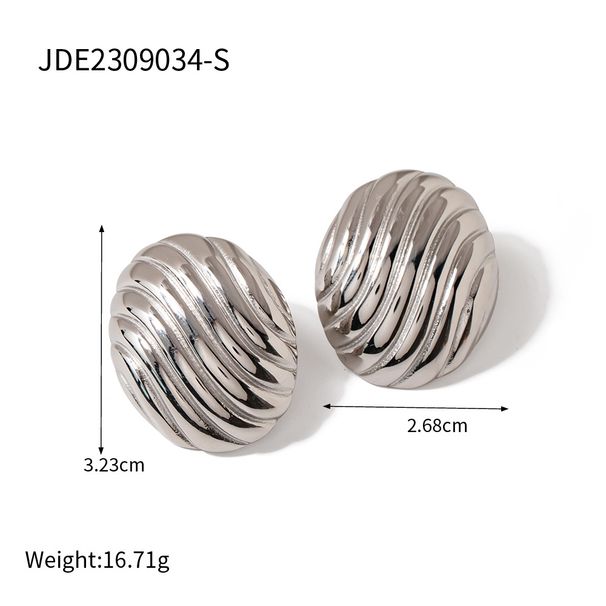 Orecchini in acciaio inox ovale con filo in titanio dorato Instagram 2023, nuovi e alla moda_voghion.com