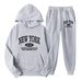 Men's Casual Hoodie & Jogger Set - Stylish Print Two-Piece Outfit For Streetwear & Sports (Black, Khaki, White, Light Gray, Dark Gray, Navy )_voghion.com