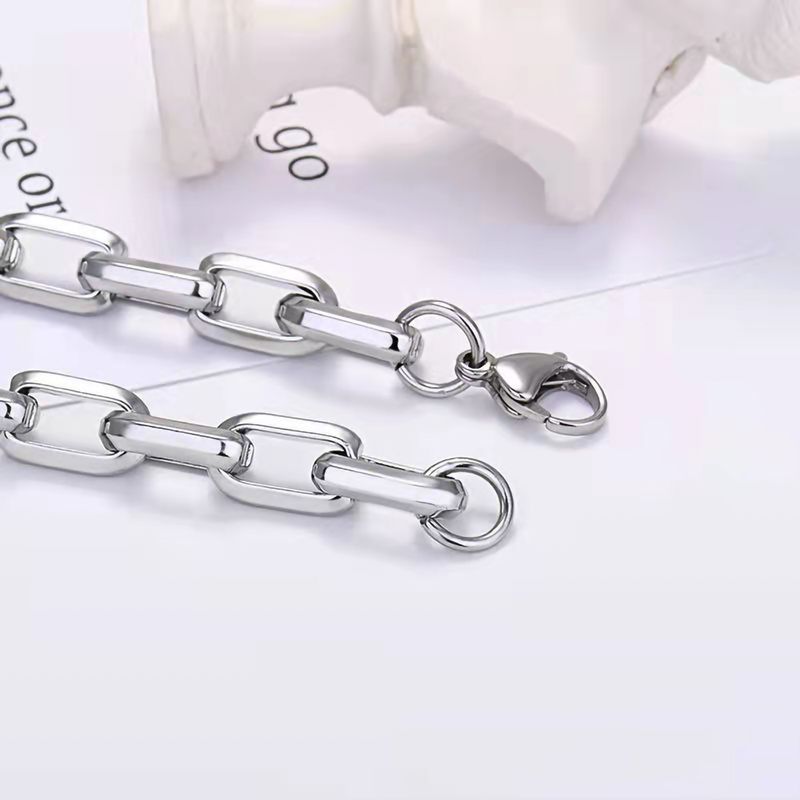 Collana con catena trapezoidale in acciaio inossidabile spesso e quadrato cubano, realizzata a mano, da uomo in titanio_voghion.com