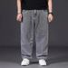 Moška oblačila, velike kavbojke za moške, jeseni, plus velikosti, moške hlače, ohlapne ravne hlače z debelim debeluhom in širokimi hlačnicami z elastičnim pasom_voghion.com