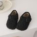 Kids' Fleece-Lined Indoor Slippers – Cozy Winter House Shoes With Hook & Loop Closure (Unisex, Sizes 23-32, Beige/Brown/Black)_voghion.com