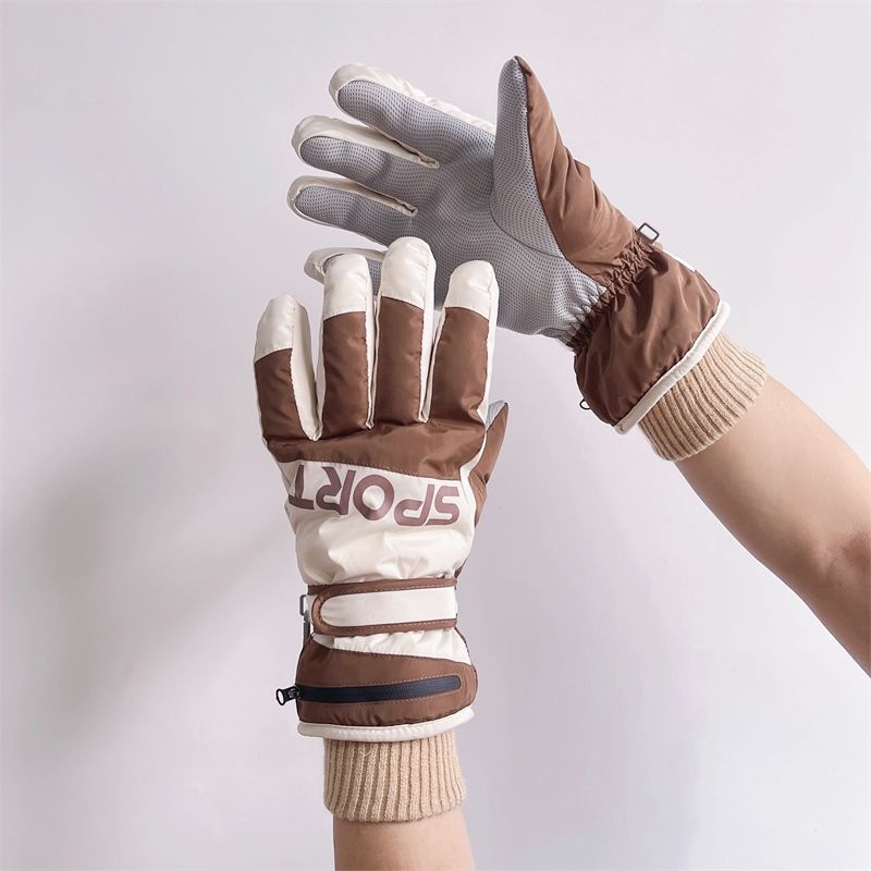 Full palm touchscreen skiing gloves men, winter warmth cold protection thick velvet cycling, antifreeze playing with_voghion.com