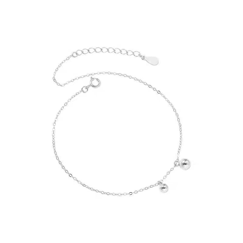 S Pure Silver Round Bead For Women, Niche Plated Simple And Elegant 2024 New Anklet_voghion.com