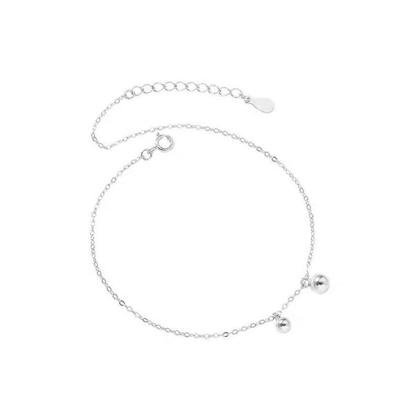 S Pure Silver Round Bead For Women, Niche Plated Simple And Elegant 2024 New Anklet_voghion.com