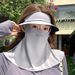 Cappello da sole con protezione UV completa, per donna, in seta ghiacciata, con colla nera, protezione per il collo integrata, maschera da ciclismo Gini_voghion.com