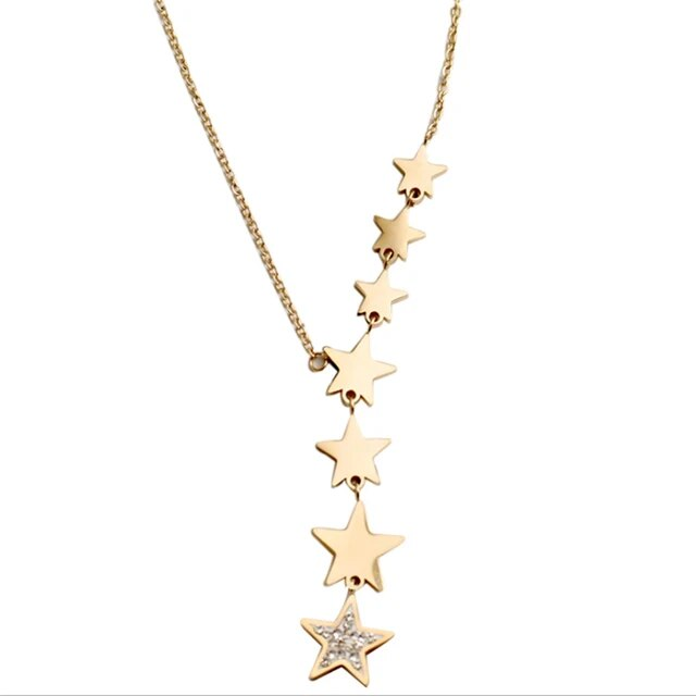 Collana in zircone con stelle multiple in acciaio inossidabile color oro per collana girocollo a catena da donna 2024 regalo di gioielli di moda di tendenza_voghion.com