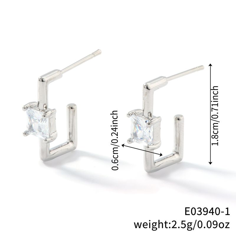Water Drop Copper Earrings – Micro Inlaid Zircon Geometric Design, Simple & Elegant Style_voghion.com