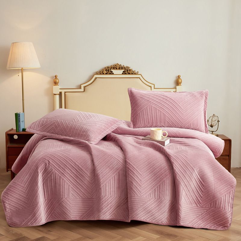Premium Flannel Bedspread Set (3-Piece) - Triple-Layer Quilted Coverlet & Blanket, Multi-Functional For All Seasons​_voghion.com