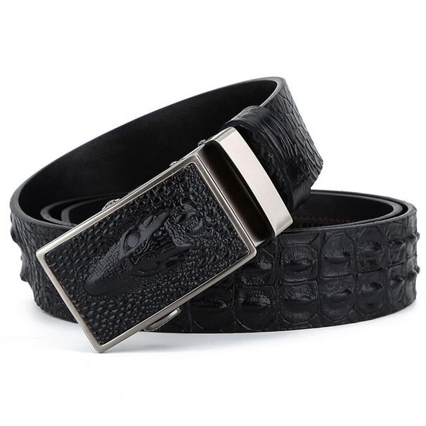 HEIßER CUKUP Hochwertiges Design Krokoprägung Rindsledergürtel Ratsche Automatische Schnalle Gürtel Herren Accessoires NCK699_voghion.com