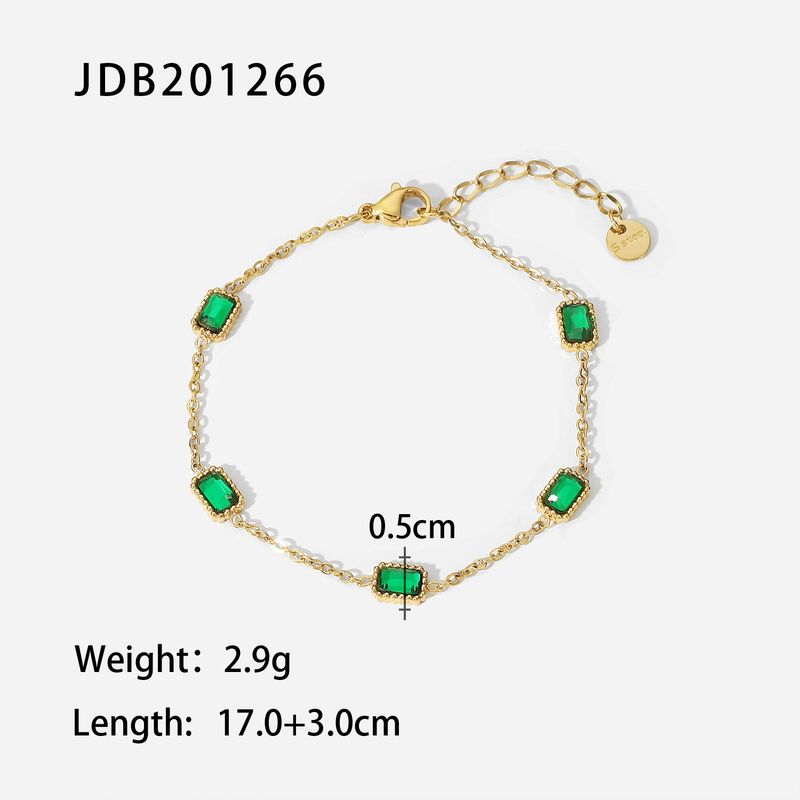 Women's New 14K Gold Multiple Square Green Zircon Titanium Steel Fashion Bracelet Jewelry For Women_voghion.com