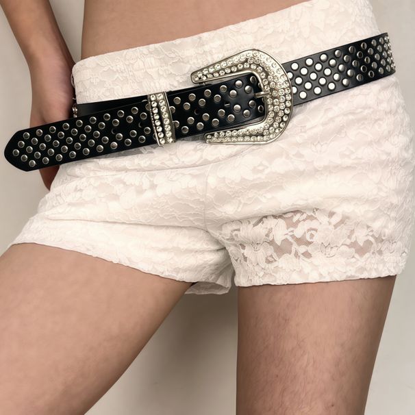 Diamond Belt Punk Style Rhinestone Belt Special Hot Performance Pin Buckle Set With Source_voghion.com
