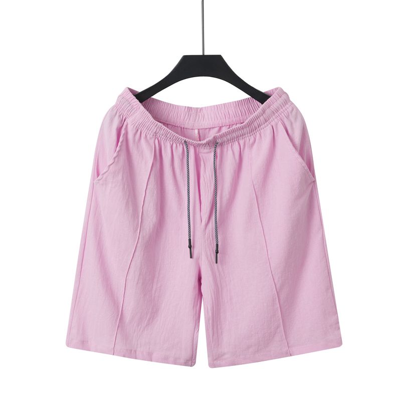 Short en lin et coton à cordon de serrage pour homme – Pantalon d'été respirant, décontracté et de plage (S-XXXL, coupe décontractée, séchage rapide, lavable en machine)_voghion.com