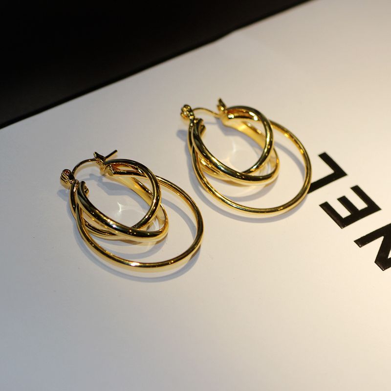 High-end Multi-layer Niche Design Fashionable Elegant Simple Plain Hoop Earrings For Women 44223_voghion.com
