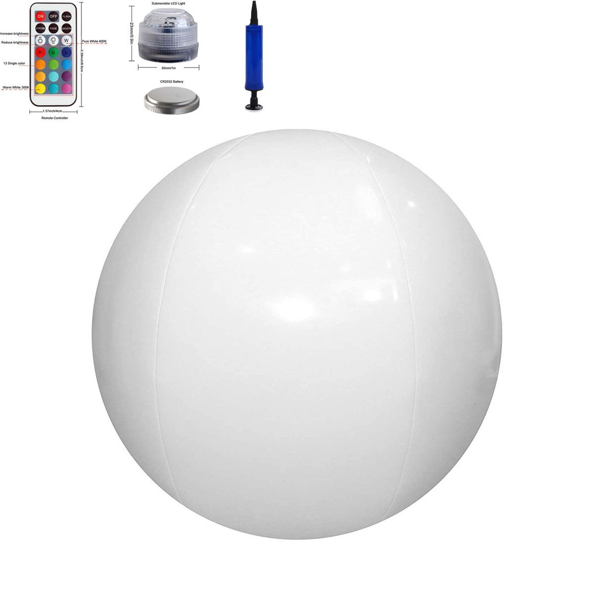 Boule lumineuse gonflable à LED pour piscine extérieure, cour, plage, boule lumineuse gonflable en PVC avec télécommande_voghion.com