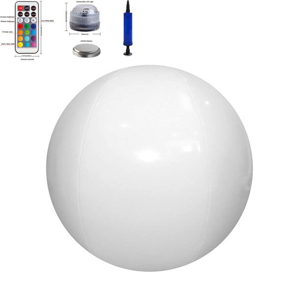 Boule lumineuse gonflable à LED pour piscine extérieure, cour, plage, boule lumineuse gonflable en PVC avec télécommande_voghion.com