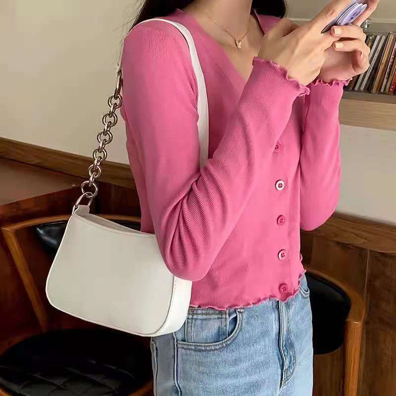Borsa sotto le ascelle bianca Borsa baguette Borsa a tracolla dal design di nicchia estiva Nuova borsa da donna con tracolla singola a catena_voghion.com