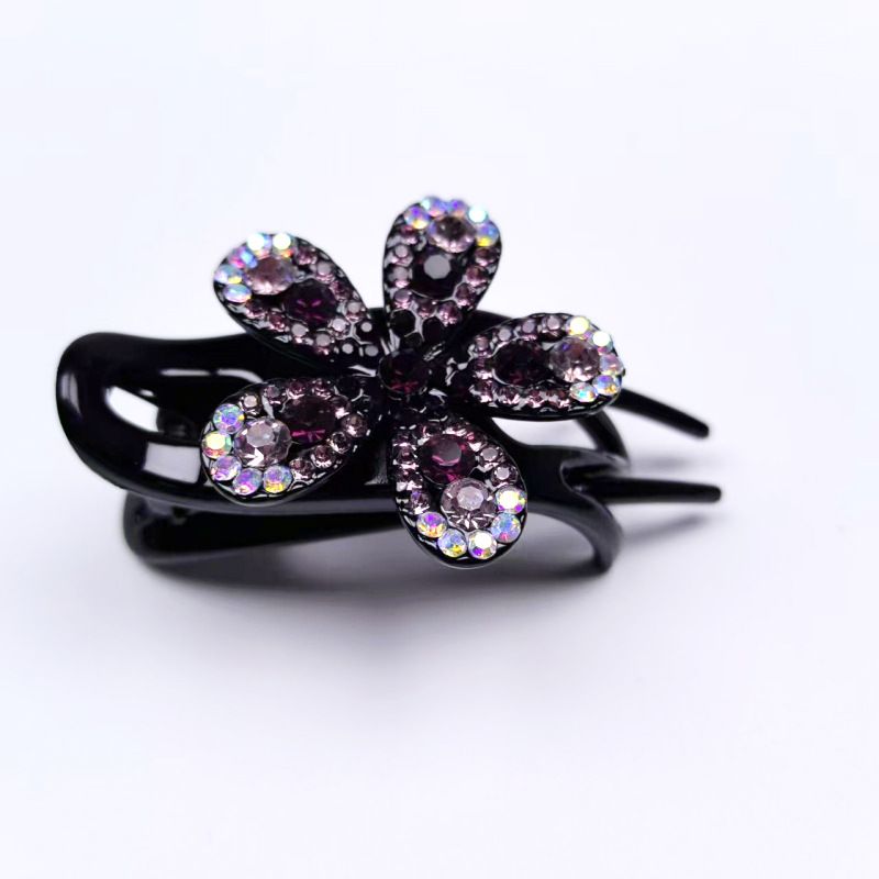 Entenschnabel-Clip mit Strasssteinen am Hinterkopf, horizontale Haarnadel mit Volldiamant-Blume, exquisite, stilvolle 3-Zahn-Klaue, elegante Hochsteckfrisur-Haarspange für Frauen_voghion.com