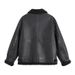 Men's Faux Leather Bomber Jacket With Shearling Collar – Streetwear PU Biker Coat, Windproof & Anti-Scratch (M-5XL, Black/Tan)_voghion.com