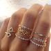 Hip-Hop Style Niche Inlaid Rhinestone Set Open Star Moon Heart Stacking Knuckle Ring_voghion.com