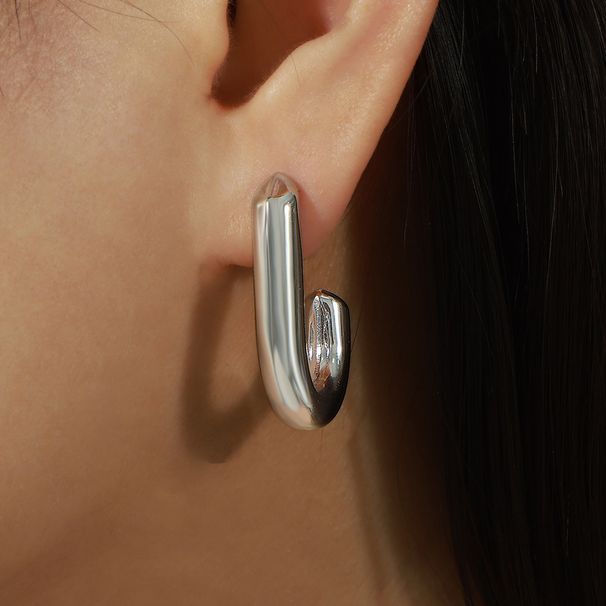 Neue Nischendesign-Ohrringe, schlichte Persönlichkeit, Titanstahl, vergoldet, J-förmiges Design, Ohrringe, Schmuck_voghion.com