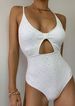 Women's solid color hollow with breast pads sexy tight backless swimsuit_voghion.com