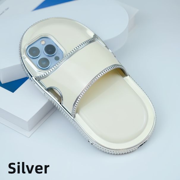 Creative Slippers Electroplated Model High-end Texture Suitable for  All-inclusive Anti-fall Protective Case Creative For 15 14 13 12 11 Plus Pro Max_voghion.com