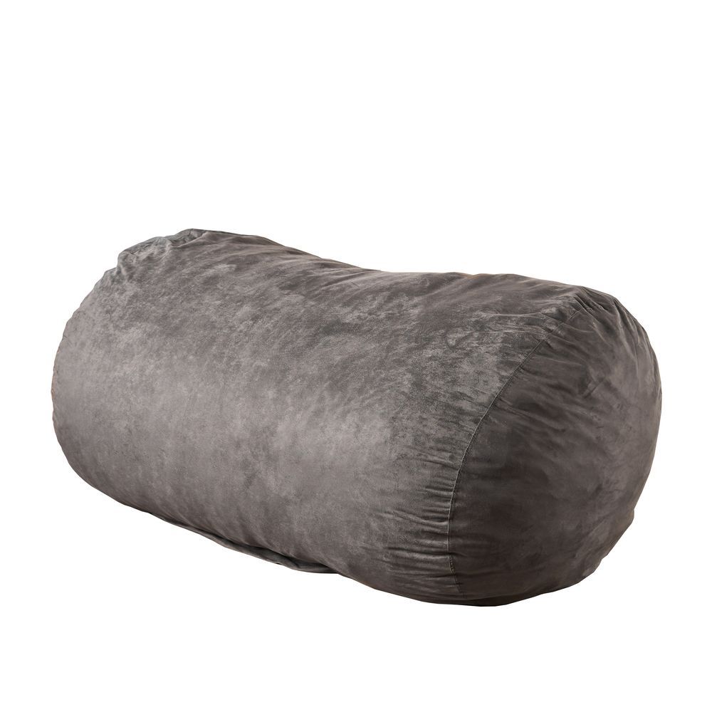 Nest 6.5 Foot Cylindrical Suede Bean Bag, Charcoal_voghion.com