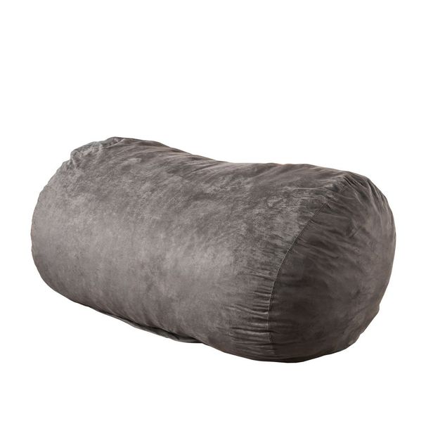 Nest 6.5 Foot Cylindrical Suede Bean Bag, Charcoal_voghion.com