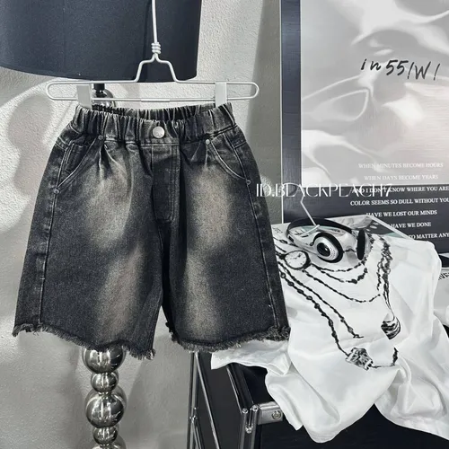 2025 Summer New Korean Style Boys Fashion Washed Old Jeans Shorts Children's Clothing Children's Summer Shorts_voghion.com