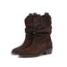 New Autumn And Winter Simple Versatile Low-heeled Pointed Toe Women's Boots, Ruched Slouchy Boots._voghion.com
