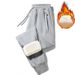 Pantalon de jogging doublé polaire pour homme, pantalon de survêtement chaud d'hiver à jambes droites, pantalon de détente unisexe décontracté avec poignets élastiques_voghion.com