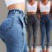Damenbekleidung Jeans Slim Stretch Quaste Gürtel High Waist Jeans_voghion.com
