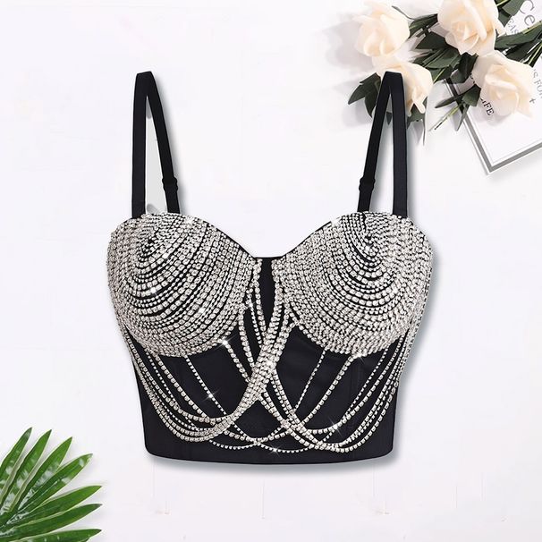 luckyqqyp Luqiuguo 2025 Diamond Embellished Lace 3D Chest Cup Camisole Hot Girl Style Fishbone Top DB1686_voghion.com