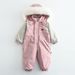 Kinderkleding Winter nieuwe stijl grote bontkraag kinderen kleur bijpassende dunne skipak jumpsuit baby kruippak_voghion.com