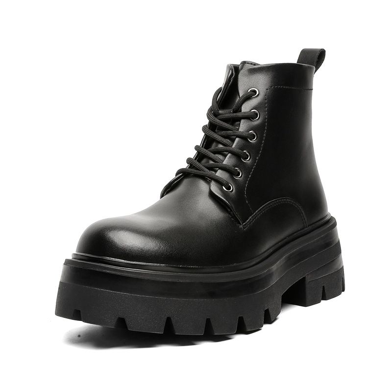 Martin Boots Men's High-top Retro Thick-soled Heightening Velvet Men's Locomotive Short Boots_voghion.com