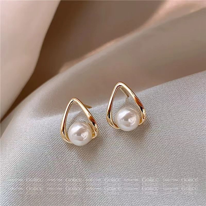 Orecchini a bottone in argento con perle per donna, nuovi gioielli per le orecchie con personalità e temperamento di nicchia di alta qualità_voghion.com