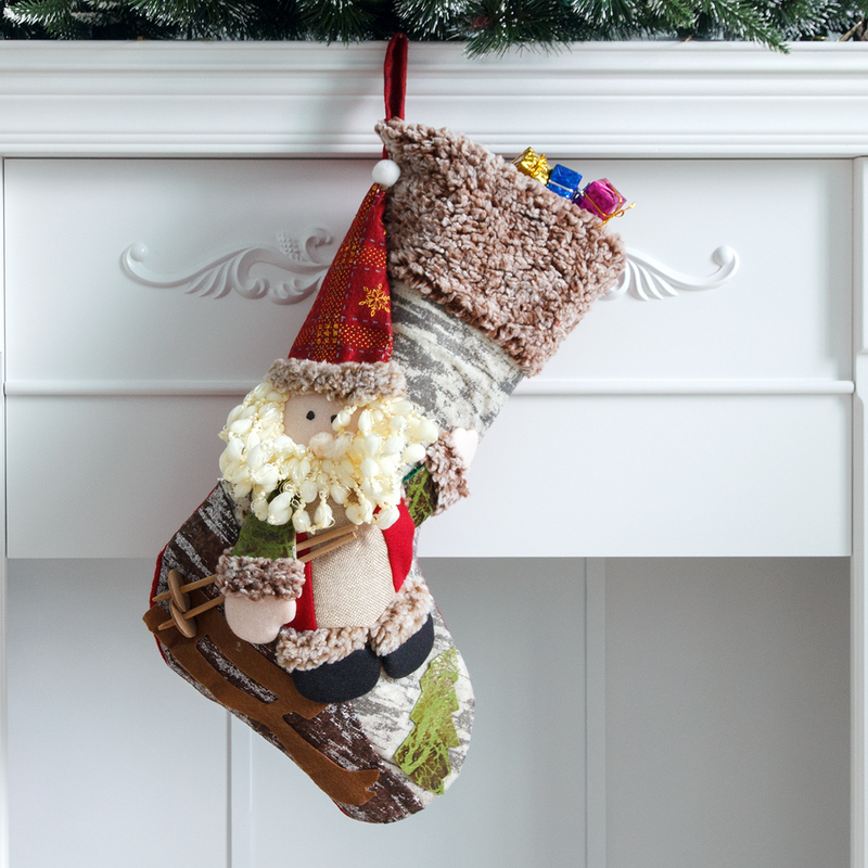 Släde äldre, snögubbehjort, julstrumpor, juldekorationer, presentpåsar för barn, godispåsar_voghion.com