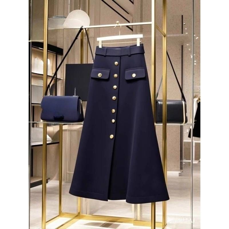 Women's Clothing Popular And Beautiful Skirts Autumn And Winter Women's New Style Light Luxury All Match A Line Skirt Fashionable Mid Length Skirt_voghion.com
