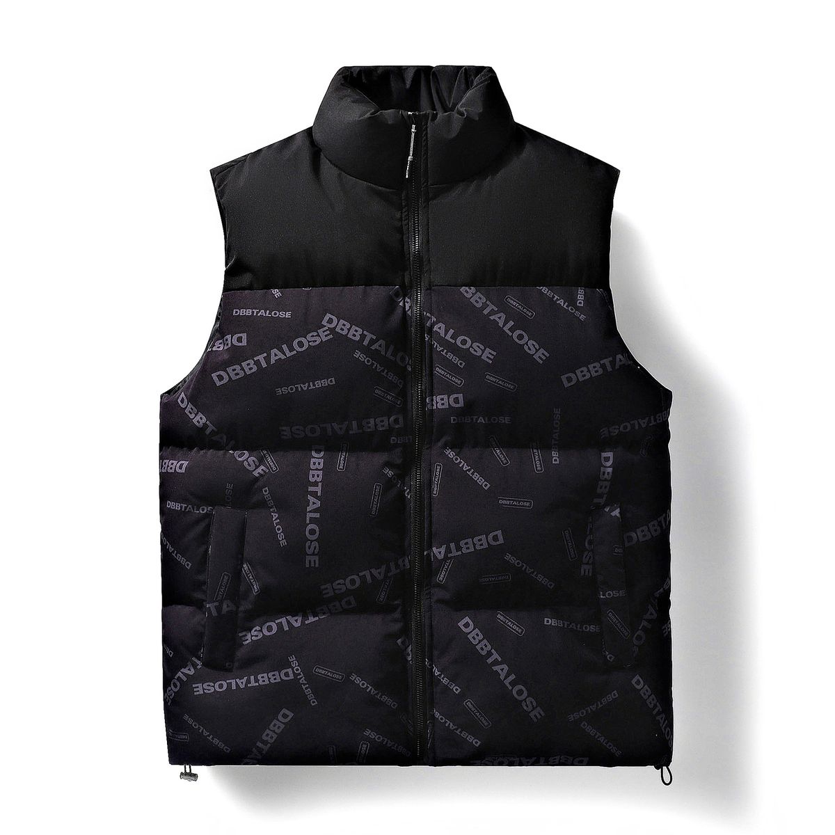 Gesteppte Weste für Herren – Urban Fashion Stehkragen Ärmelloser Mantel mit Patchwork-Design für die Freizeit (Schwarz/Weiß/Grau, M-4XL)_voghion.com