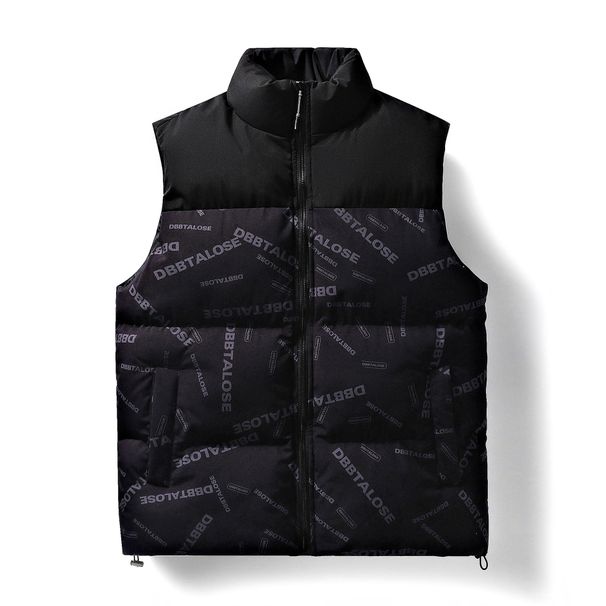 Gesteppte Weste für Herren – Urban Fashion Stehkragen Ärmelloser Mantel mit Patchwork-Design für die Freizeit (Schwarz/Weiß/Grau, M-4XL)_voghion.com