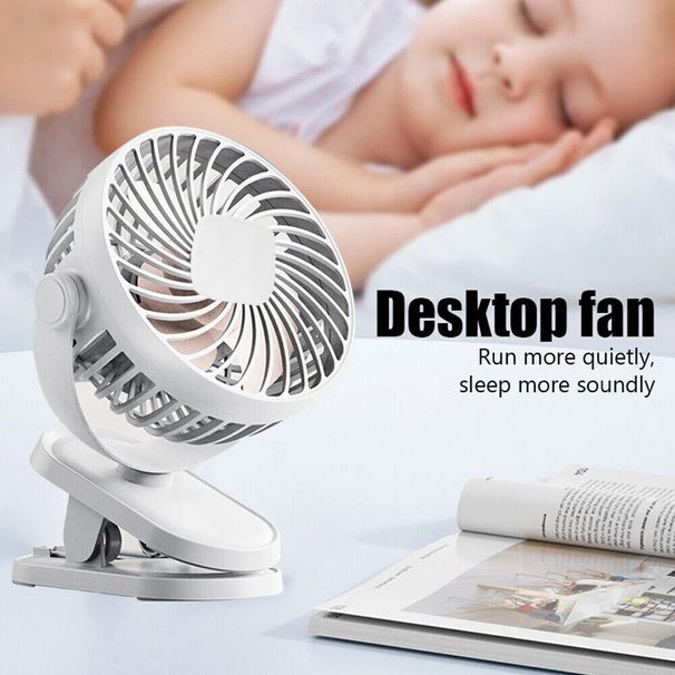 3 Speeds Mini Cooling Fan USB Rechargeable Clip On Desk Baby Stroller Portable_voghion.com