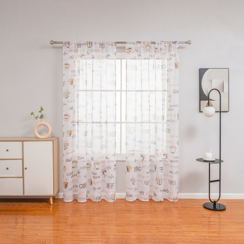 Perdele de cafea de la după-amiaza, perdele transparente, filtrare a luminii, voile, draperii pentru panouri de fereastră pentru dormitor și living, cu buzunar pentru tijă_voghion.com