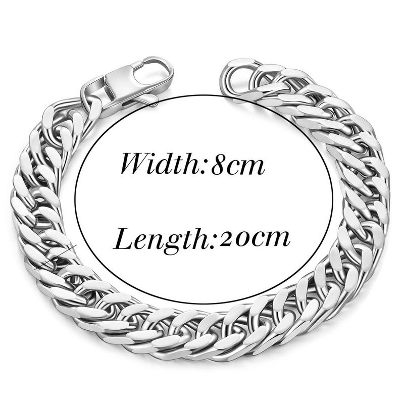 Ins Simple Trendy 11MM Cuban Chain Hip Hop Rap Titanium Steel Men's Versatile Square Buckle Bracelet_voghion.com
